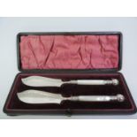 Pair of Cased Mother of Pearl Handled Fish Knives