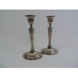 Pair of Filled Silver Candlesticks - 20.5cm High - 715gms