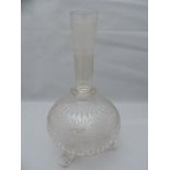 Georgian Etched Glass Three Footed Decanter - 22cm High