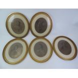 Set of 5x Pastel Portraits of Schuster Family in Oval Gilt Frames - 64cm High Artist Anthony De