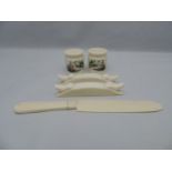 Ivory Knife Rests, Paper Knife and Cruet