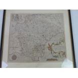 Hand Tinted Map of Devonshire - Visible Picture 35cm x 31cm