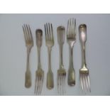 6x Irish Silver Table Forks - Dublin 1812 Thomas Townsend - 360gms