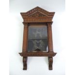 Carved Oak Glazed Collector's Wall Hanging Cabinet - 65cm High