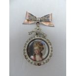 Silver Brooch with Hand Painted Miniature on copper