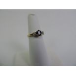 9ct Gold Diamond and Sapphire Ring - Size L