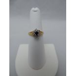 9ct Gold Diamond and Sapphire Cluster Ring - Size L/M - 2.3gms