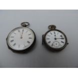 2x Silver Pocket Watches - One Glass Absent and Face Damaged