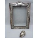 Silver Mounted Photo Frame and Silver Rattle in the Form of an Acorn