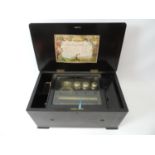 Swiss Music Box with Bells and Drum - Plays Eight Airs - Heard Working - 54cm Wide x 26cm High
