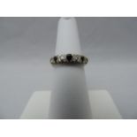 18ct White Gold Ring with 4x Diamonds and 3x Sapphires - 2.6gms - Size N
