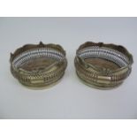 2x Silver Plated Pierced Wine Coasters