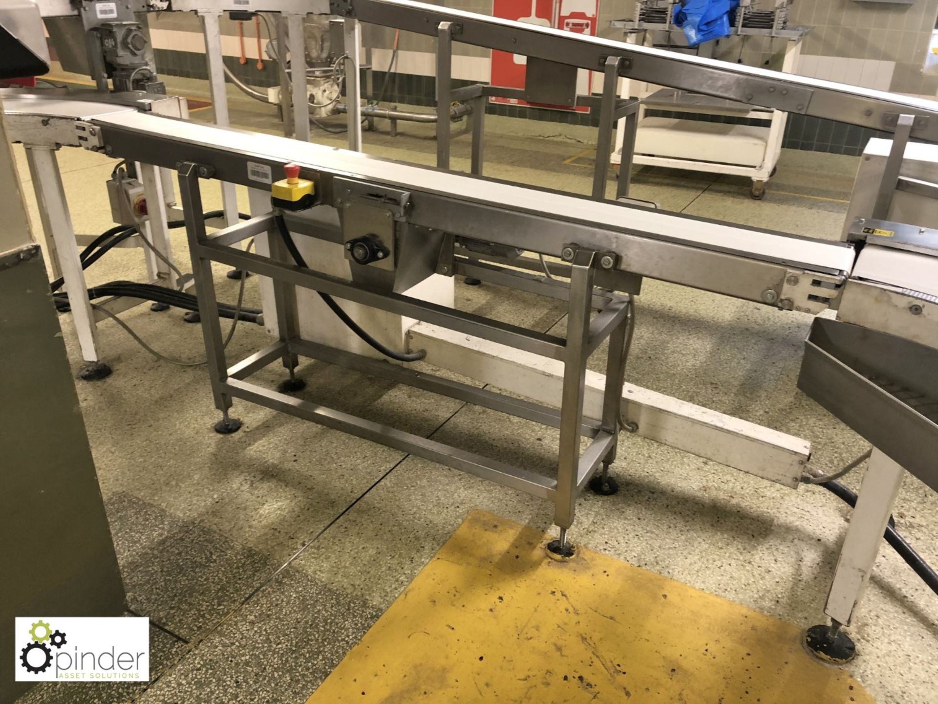 Stainless steel Belt Conveyor, 2170mm x 150mm wide and 2 90° Belt Conveyor Units (please note - Image 3 of 4