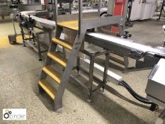 Stainless steel Belt Conveyor, 3.8m x 150mm belt width, with 90° bend unit (please note there is a