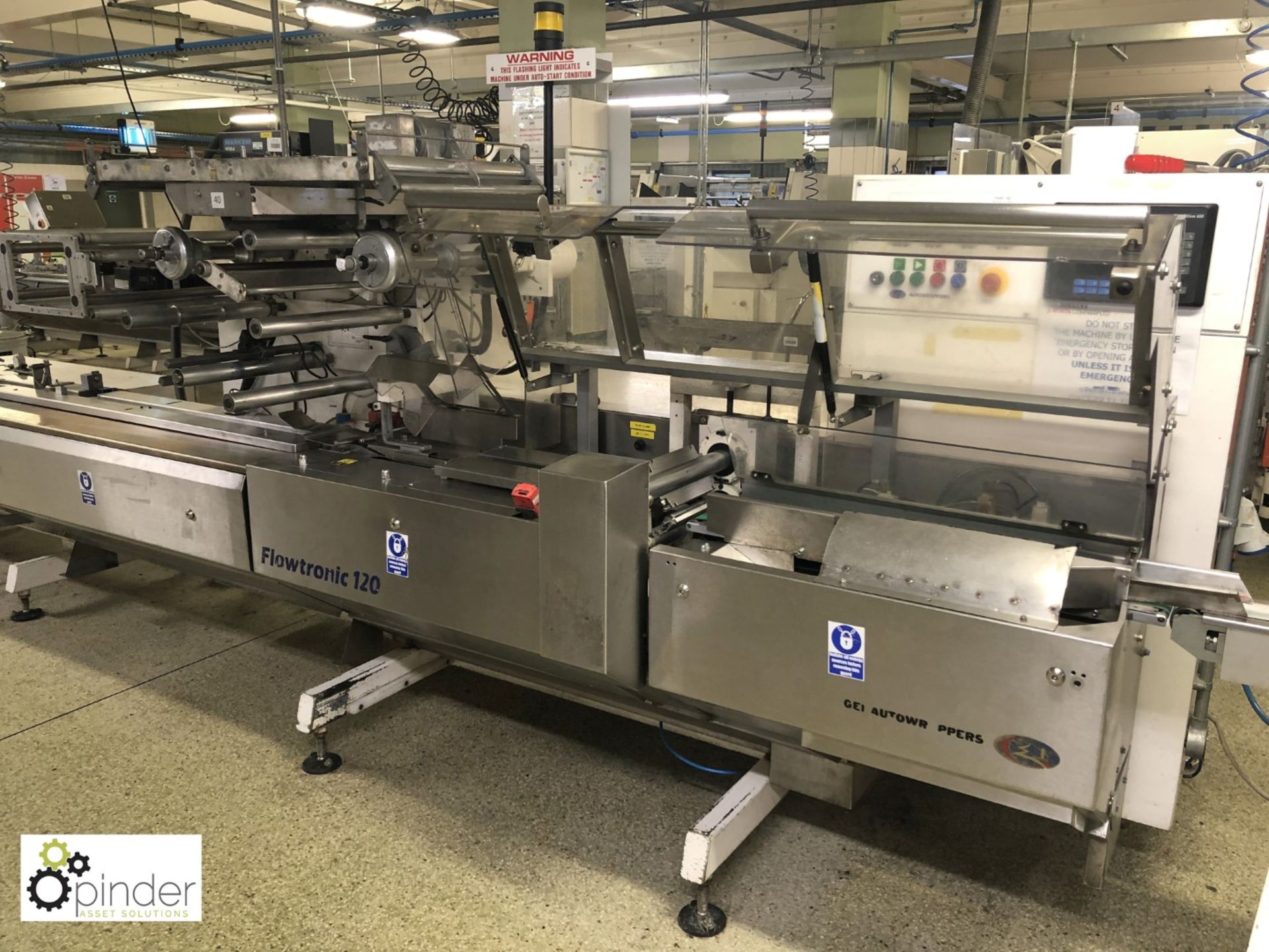 GEI Autowrappers Flowtronic 120 Flow Wrapper, year 2003, with crimping head 160mm width, AB - Image 2 of 15