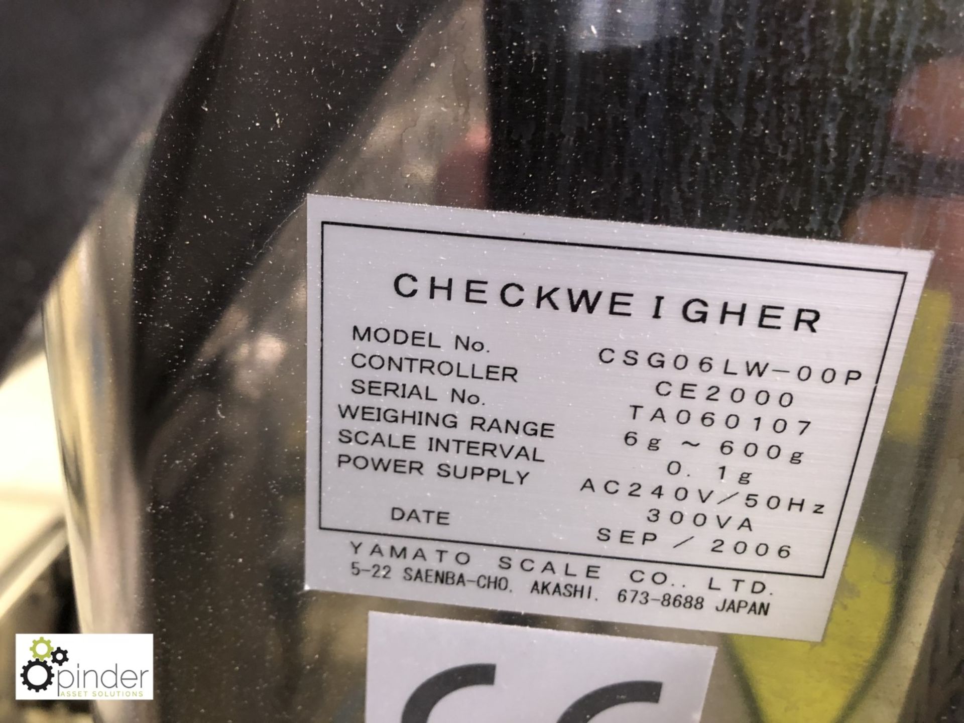 Yamato CSG 06LW-OOP Checkweigher, 6g to 600g in 0.1g, weigh bed 330mm x 160mm wide, year 2006, - Image 7 of 7