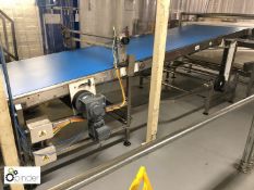 Stainless steel adjustable height Belt Conveyor, 4000mm x 1050mm wide (please note there is a lift