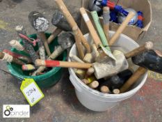 2 buckets various Mallets/Hammers (please note the