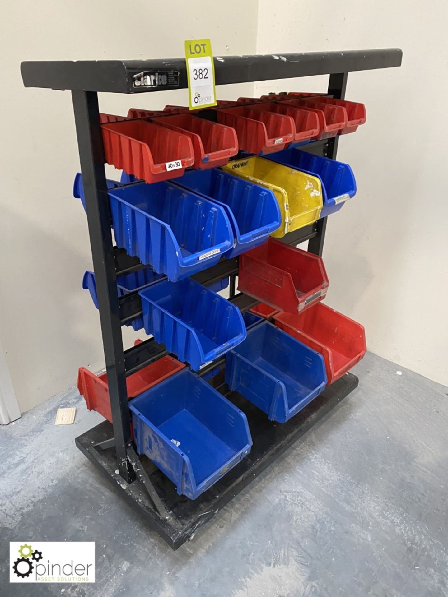 Double sided Parts Bin Trolley, with quantity plas