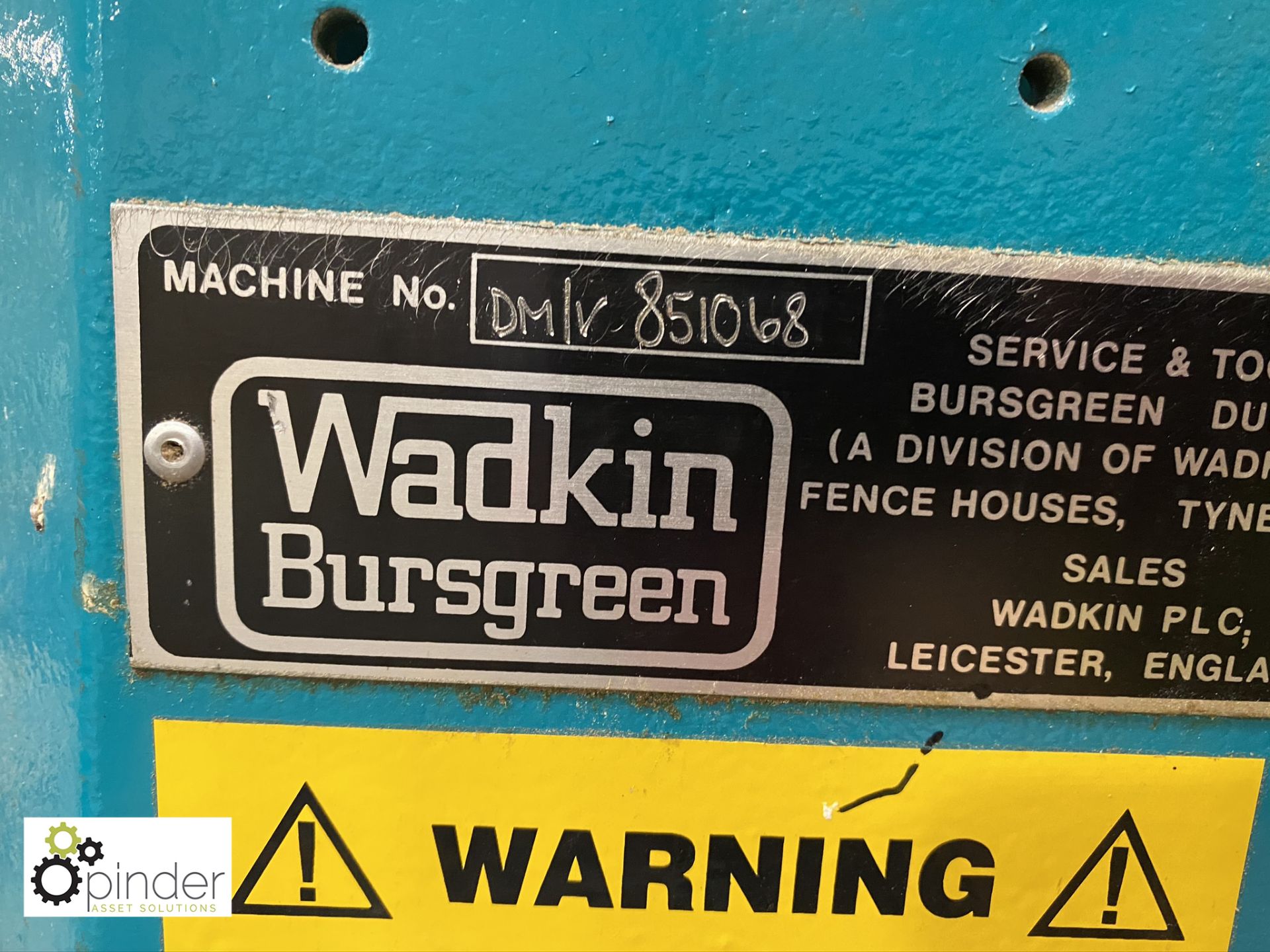 Wadkin Bursgreen DM/V Chisel Mortiser, serial numb - Image 4 of 4