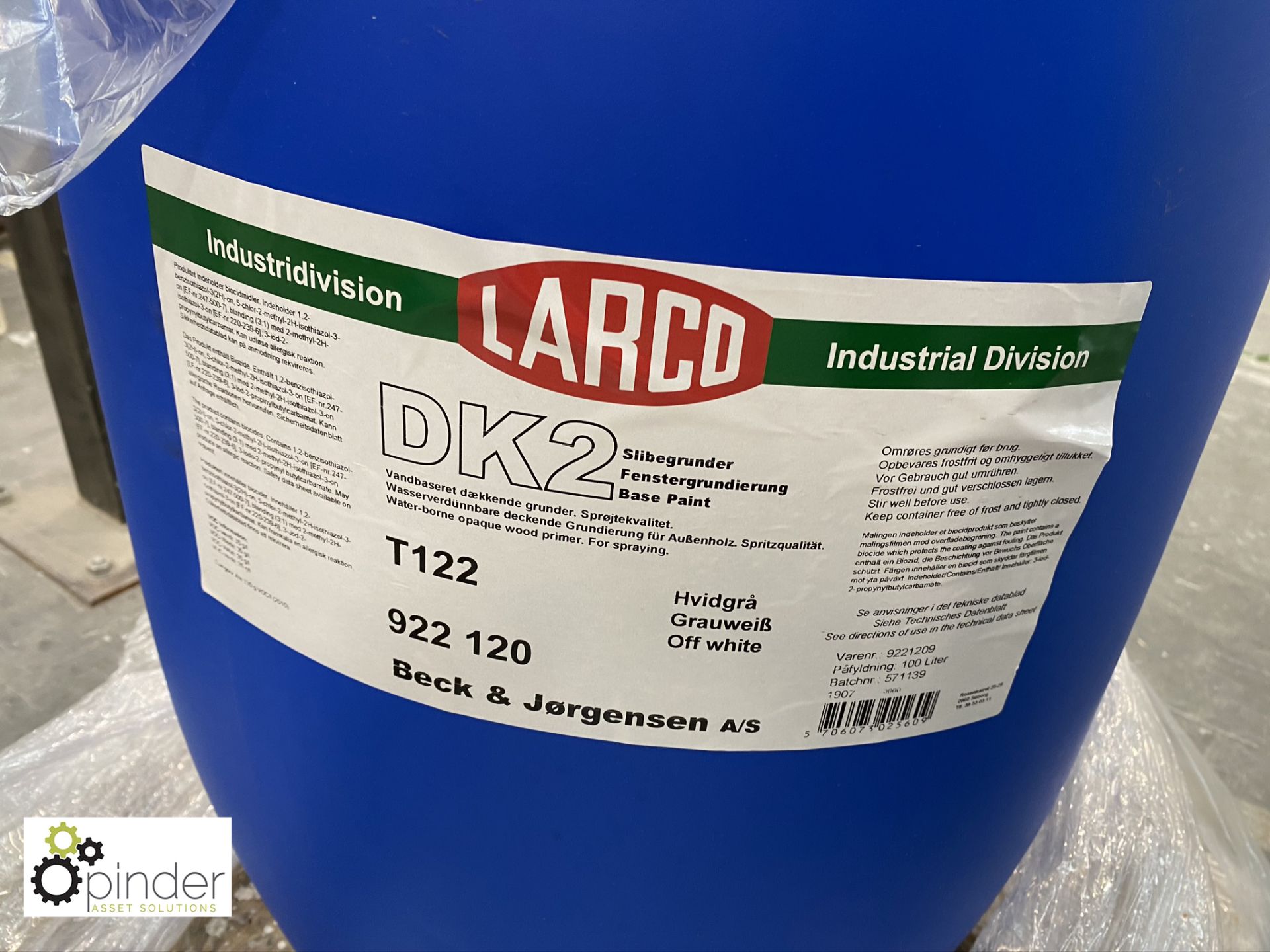 100litre drum Larco Waterbase Topcoat, 1 x 922120 - Image 2 of 2