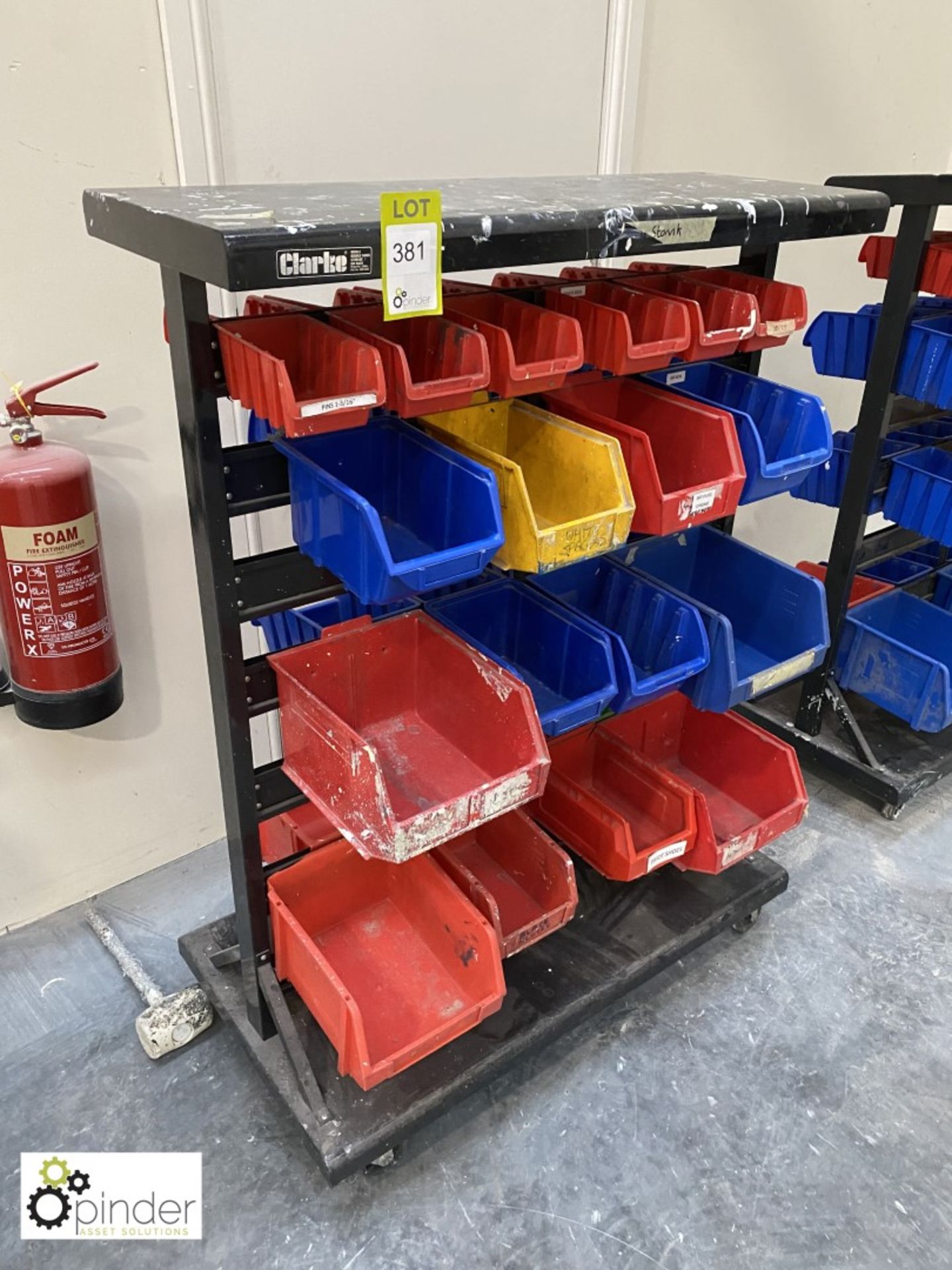 Double sided Parts Bin Trolley, with quantity plas