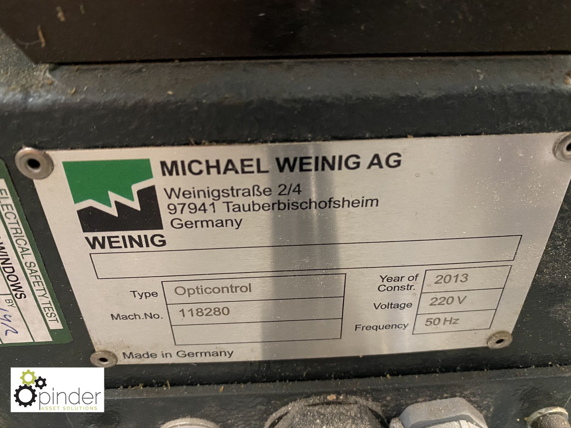 Weinig Opticontrol Measuring System, 240volts, yea - Image 4 of 6