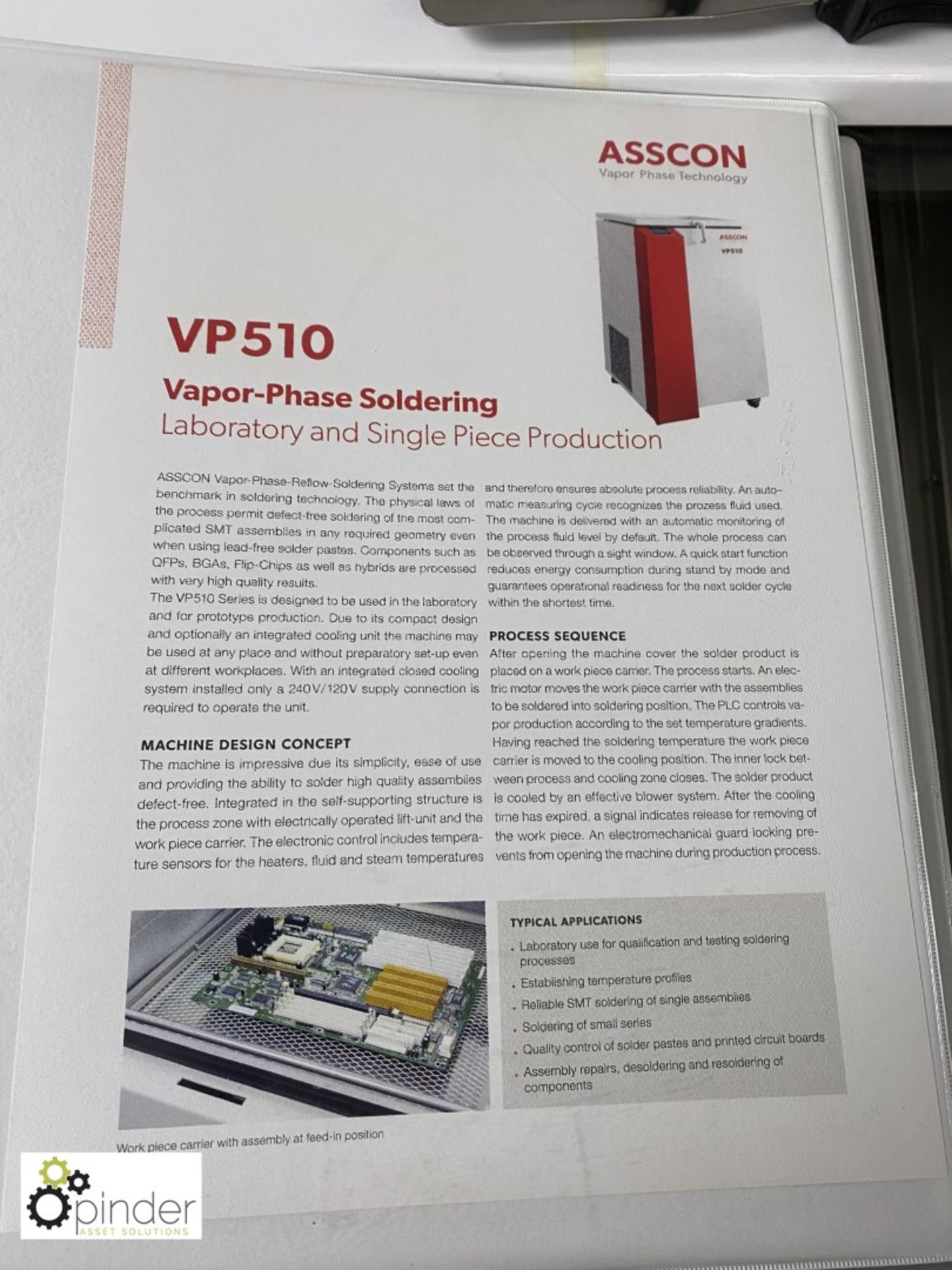 Asscon VP510 Vapour Phase Soldering Machine, year 2018, serial number 137 - Image 5 of 5