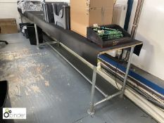 2 tubular framed Assembly Benches, with chipboard top and matting, 2450mm x 600mm per bench