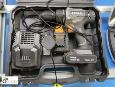 Titan 18v cordless Drill, with 2 batteries, charger and case