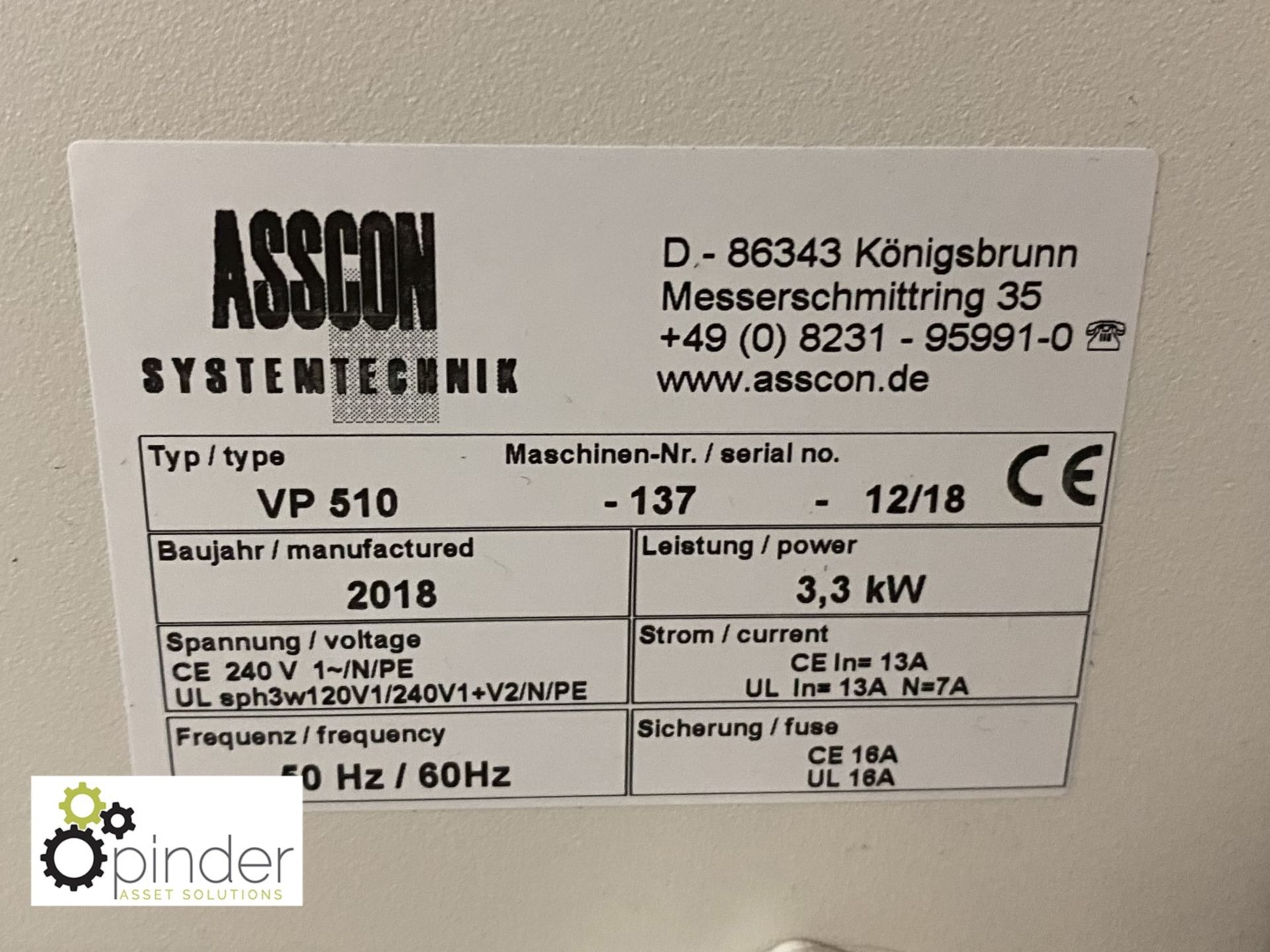 Asscon VP510 Vapour Phase Soldering Machine, year 2018, serial number 137 - Image 4 of 5