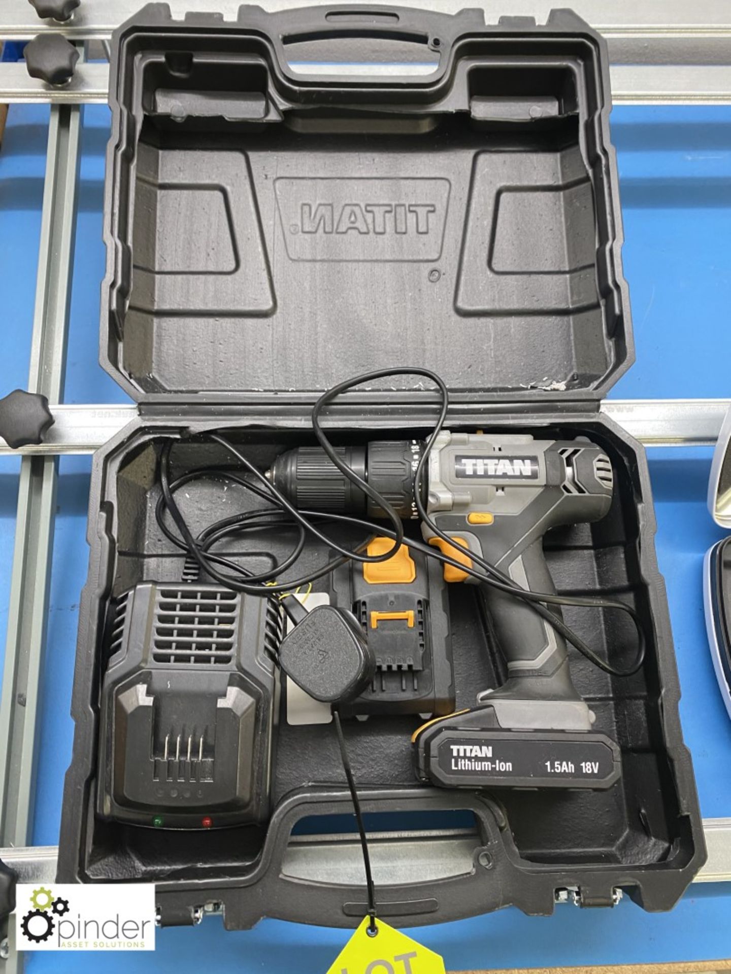 Titan 18v cordless Drill, with 2 batteries, charger and case - Image 2 of 2