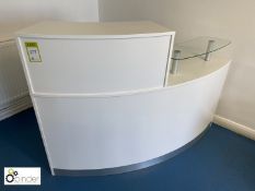 Curved Reception Desk, white, with part glass counter