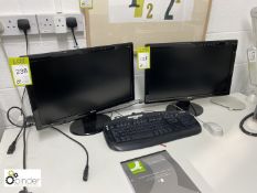 2 Benq FW2255 Flat Panel Monitors, keyboard and mouse