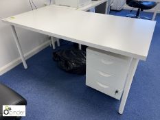 Office Desk, white, 1500mm x 750mm, with 3-drawer pedestal, white