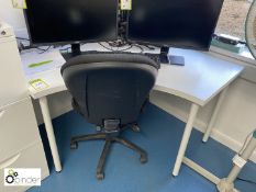 Curved Workstation, white, 1200mm x 1200mm, with operators swivel chair