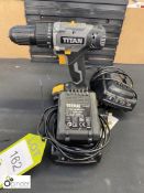 Titan 18V Combi Drill, with 2 batteries and charger