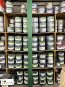Quantity Huber Printing Inks, green tones, full and part tins