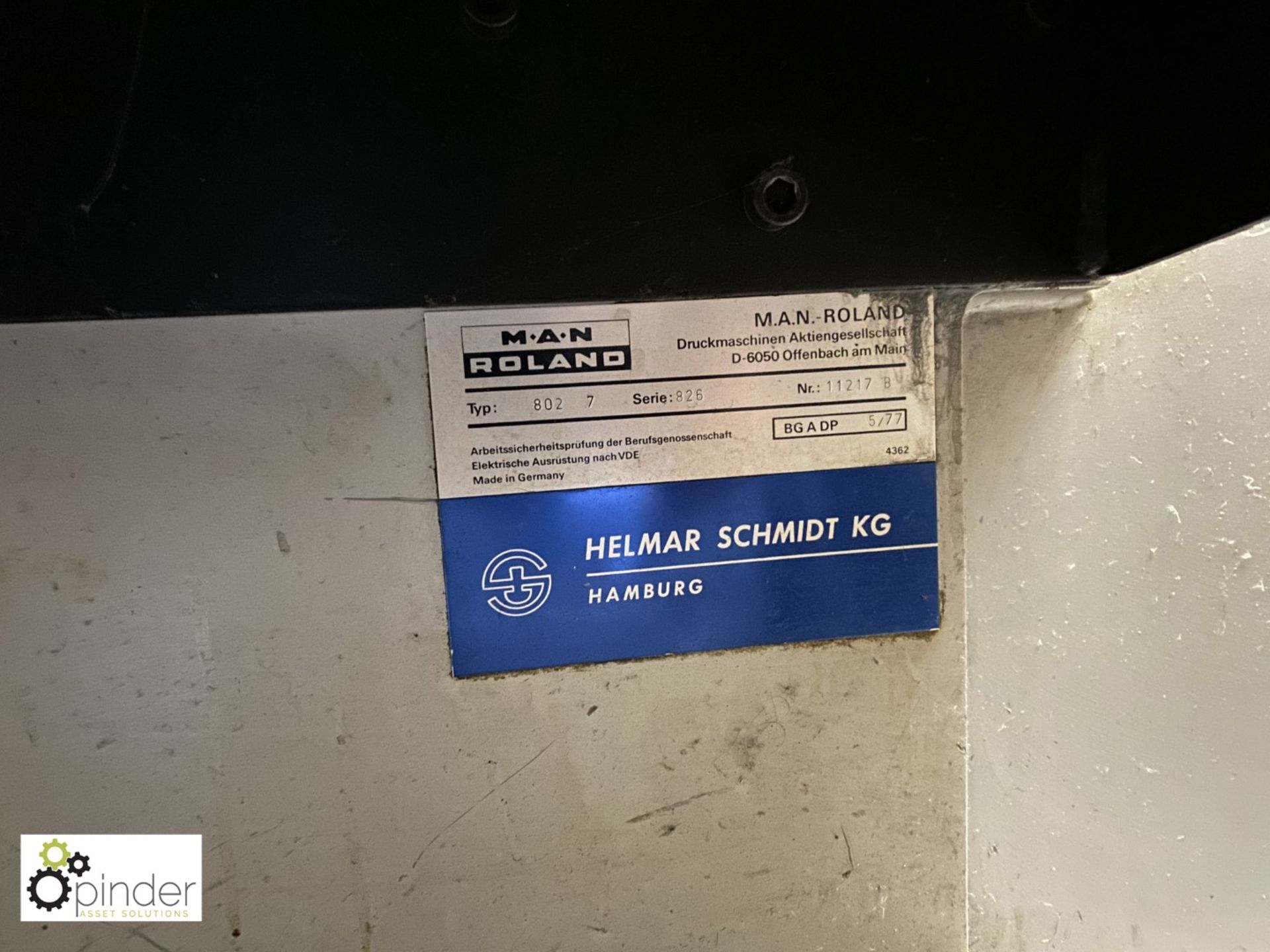 Man Roland 802 7 Series 826 2-colour Press, year 1981, serial number 11217B, max sheet size 1115mm x - Image 18 of 18