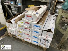 13 full boxes and 2 part boxes Huber Printing Inks, black, blue, red, yellow, 4 x 2.5kg tins per