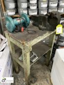 Woden 86E Engineers Vice, Clarke twin wheel Bench Grinder, 240volts and wood Stand