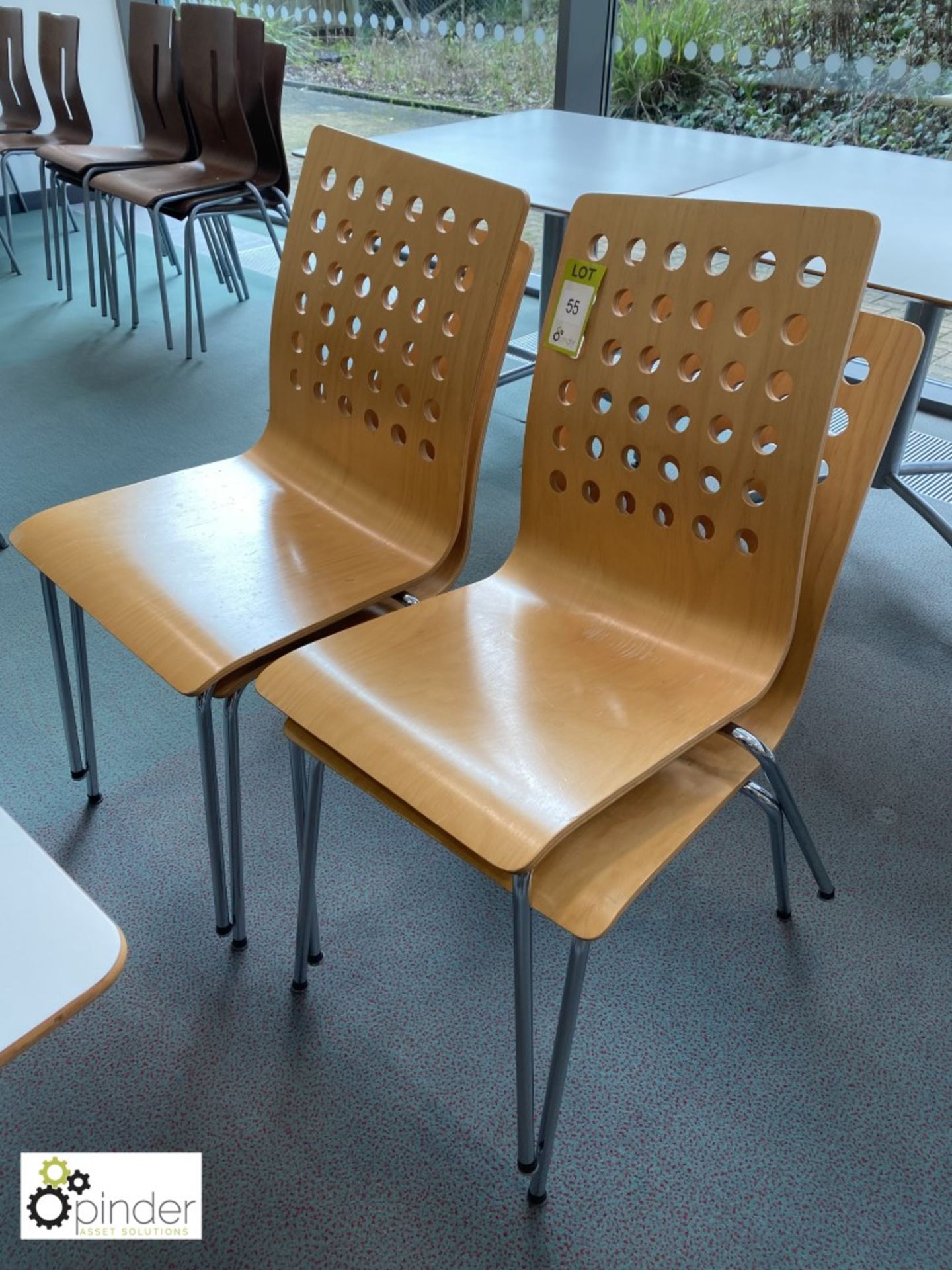 4 beech effect Refectory Chairs (located in Canteen on ground floor)