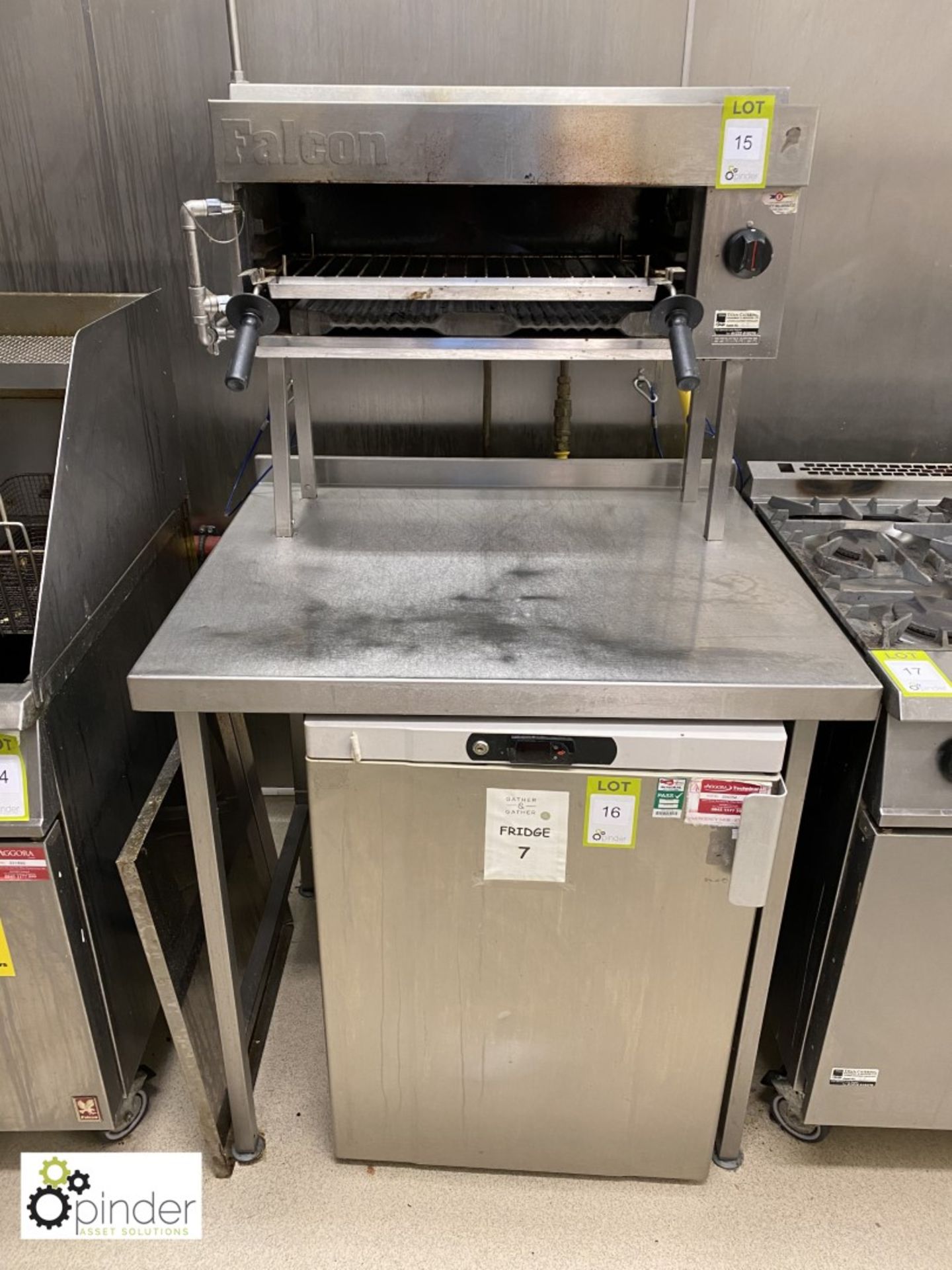 Falcon Dominator stainless steel Grill, mounted on stainless steel preparation table, 900mm x - Image 2 of 2
