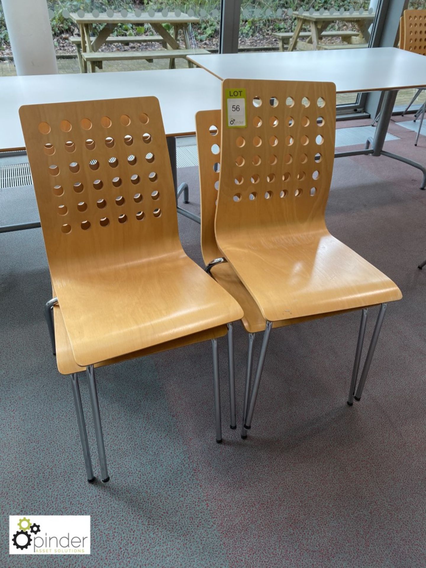 4 beech effect Refectory Chairs (located in Canteen on ground floor)