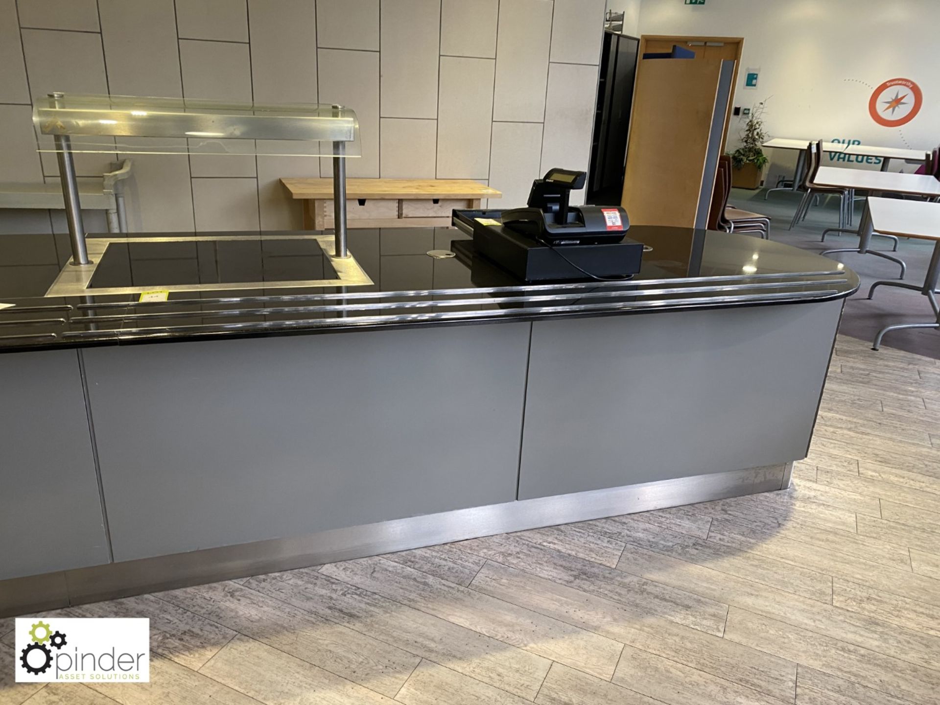 Granite top Servery Island, 5000mm x 1100mm, with chilled display unit and heated server unit with - Image 3 of 6