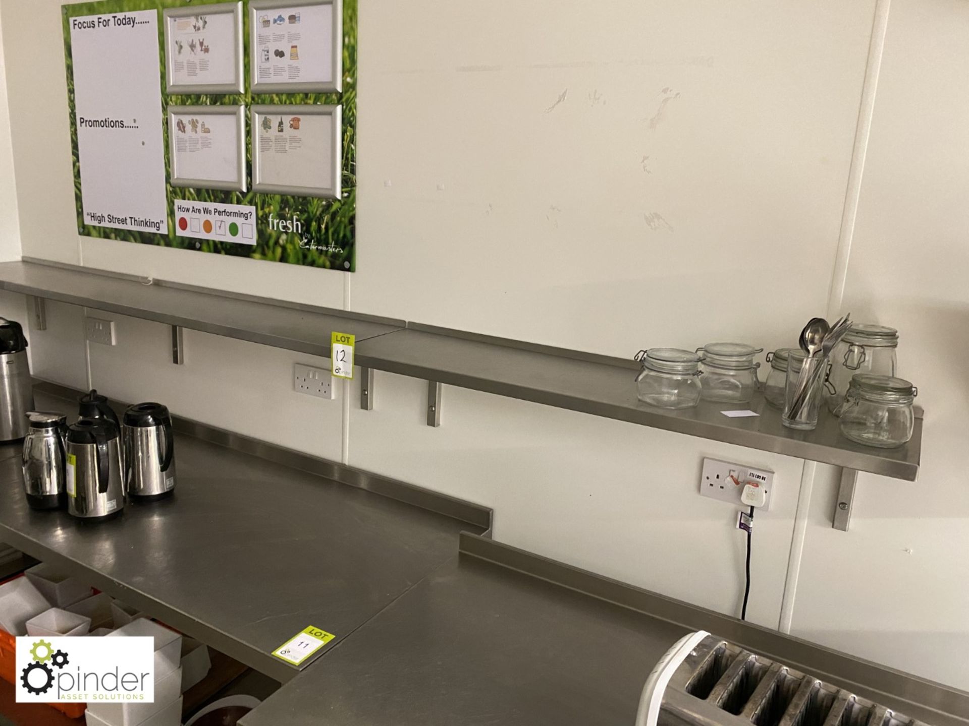 3 stainless steel Shelves, 1150mm x 300mm and stainless steel Shelf, 1800mm x 300mm (located in - Image 2 of 3