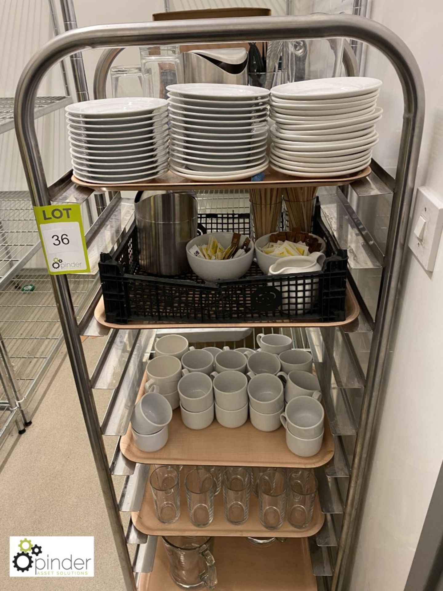 Tubular framed 10-tray Trolley and Contents including cups, saucers, glassware (located in Kitchen - Image 2 of 3