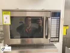 Commercial stainless steel Microwave Oven, with stainless steel shelf (located in Kitchen on
