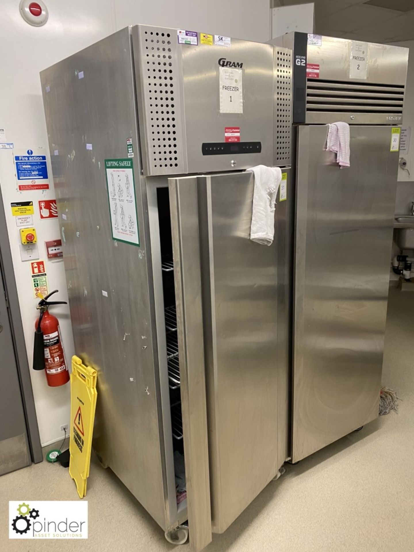 Gram mobile stainless steel single door Freezer (located in Kitchen on ground floor)