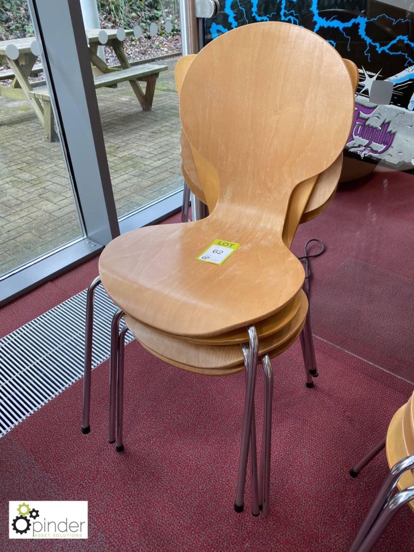 4 beech effect Refectory Chairs (located in Canteen on ground floor)